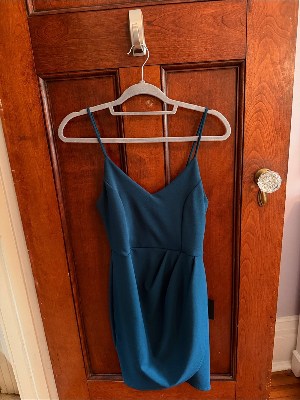 Lulu's Teal Spaghetti-Strap Mini Dress